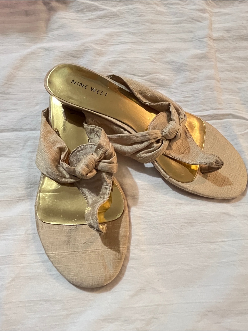 Nine West Gold Knot-Detail Sandals